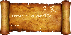 Huszár Balambér névjegykártya